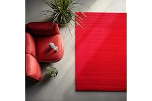 HomebyHome Dywan z krótkim włosiem do salonu, 160 x 230 cm, czerwony, nadaje się do prania, do sypialni, jadalni, idealny jako dywan kuchenny – puszysty, bardzo miękki, jednokolorowy, antypoślizgowy,