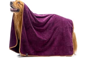 Lucky Paws® UK Luxuriously Thick 600gsm, 140x80cm Extra Large Dog Towel – Extremely Absorbent, Fast Drying, Ultra Soft (Plum, Pack of 1)