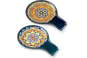 vancasso SIMI Spoon Rest, Porcelain Spoon Holder for Kitchen, Heat Resistant Utensil Rest for Countertop, Tea Bag Holder Dish, Dishwasher Safe, 2 Pack, Dark