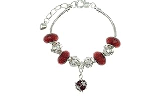 JEWELLERY HUT Birthstone Birthday Charm Bracelet with Gift Box Women's Jewellery - All 12 Months Available