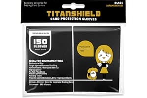 TITANSHIELD (150 Sleeves/Black) Small Japanese Sized Trading Card Sleeves Deck Protector for Yu-Gi-Oh Cardfight!! Vanguard & More