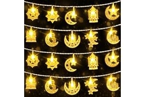 BOLWEO Lichterkette Batterie Timer 3m/9.8ft 20 LEDs, Ramadan Deko Lichterketten, Eid Ramadan Mubarak Dekorationen für Haus Garten Terrasse Innen Außen