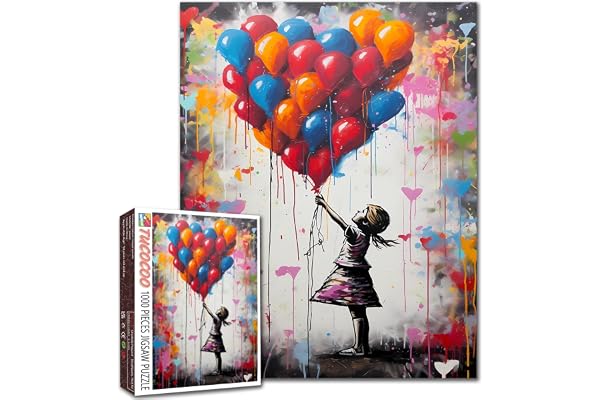 Tucocoo Puzzle de ballons colorés pour adultes de 1000 pièces, puzzle street art Banksy de 69 x 51 cm, puzzle coloré pour décoration d’intérieur