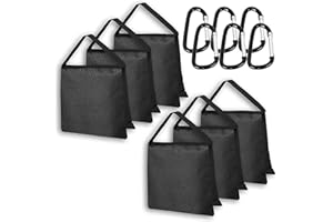 EMART Heavy Duty Sandbag - Photo Video Studio Stage Film Weight Bags for Light Stands Boom Arms Tripods - 6 Pack (Black)