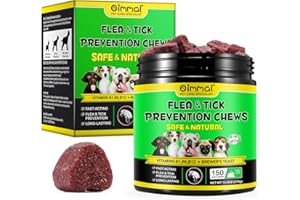 TIOUEO Dog Flea and Tick Treatment 150pcs,Natural Flea and Tick Prevention for Dogs,Soft Chewable Pills,Oral Flea Medicine for Small,Medium,Large Dogs,Perking Duck Flavor