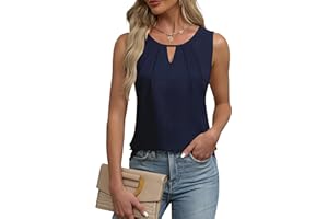 Chicrise Debardeur Femme sans Manches Ruched Haut Keyhole Col V Tee Shirt D'été Décontracté