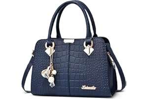 DEEVORCA Fashion Women Top Handle Bag Elegant Handbag Shoulder Bag with Handle Hanging Ornaments Satchel Bags for Shopping Date Daily Travel Casual Work PU Leather Ladies Tote Bag Blue A