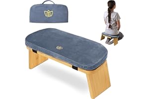 Florensi Meditation Bench - Bamboo, Foldable & Ergonomic Meditation Stool - Sturdy Prayer Bench with Meditation Cushion, Comfortable for Kneeling or Sitting - Perfect for Deeper & Longer Meditation