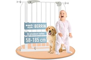 IB-STYLE ib style Barrière de Sécurité Berrin 58-185 - Barrière d'escalier, sans Perçage, Barrière de Protection pour Animaux, pour Enfants 6 a 24 Mois, Blanc Gris, 67-75 cm