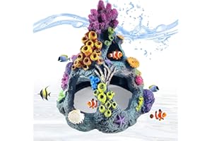 Reofrey Betta, decorazione per acquario in corallo, paesaggio artificiale in resina, nascondiglio di pesce, decorazione per barriera corallina, casa di pesce per Betta, riposo, per giocare e