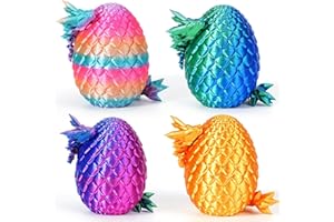 zhancydeal 4er Set Miniatur 3D Drachenfiguren im Drachenei – 12,5 cm bewegliche Drachenspielzeuge für Ostern Kinder – Bunte Designs