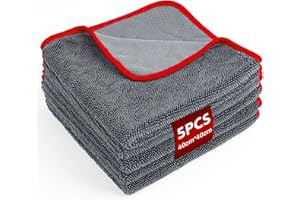 MLACXLT 5 sztuk ściereczek z mikrofibry, 500 GSM, ręcznik z mikrofibry, 40 x 40 cm, puszyste ściereczki do polerowania samochodu, pielęgnacji, bardzo miękkie, nie mechaci się i chłonne, do pielęgnacji