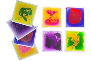 VIRTUENITY Lot de 4 dalles de sol sensorielles liquides - 30 x 30 cm - Colorées - Pour salles de jeux, salle de classe, chambre à coucher et bureau.