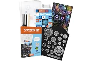CRAFTY CATS Spirograph 47 Piezas Kit Deluxe con Scratch Art Papel Rayado Mandala Plantillas Engranajes Precision Bambu Punzon Regalo Creativo Ninos Adultos 8 Anos