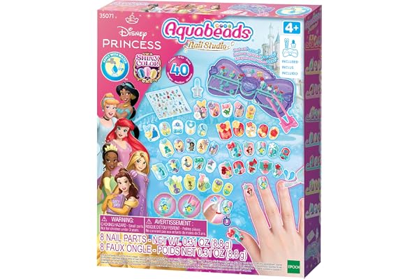 Aquabeads Nail Studio - Le Coffret de manucure Princesses Disney - Loisir créatif et activité Manuelle pour Enfants de 4 Ans et + - Manucure Enfants - 35071