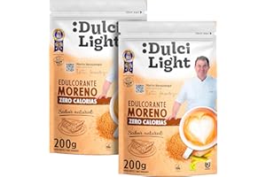 DULCI LIGHT DULCE Y FAVORABLE Dulcilight Édulcorant Roux Zero Calorie 400gr = 4kg de Sucre Complet de Canne Substitut de Sucre Muscovado 100% Saveur Naturelle Granulé aux Fibres Non OGM Keto Sans Gluten Végétalien