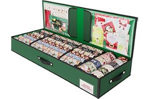 FUNEWEST Large Wrapping Paper Storage Organizer for Christmas - Under Bed Storage Container for 40" Rolls - Durable Material with Handles and Adjustable Straps