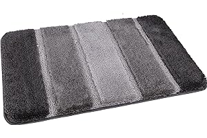 Nest & Nibble Bathroom Mat Home Essentials Non Slip Bath Mat | Super Absorbent Machine Washable Toilet Rug Shower Bath Matt | Soft Thick Microfiber Bathtub Mats | Bathroom Carpet (Black/Grey, 40x60)