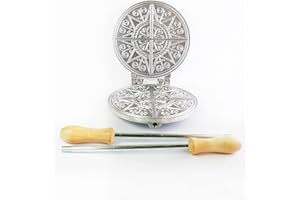 CBE ELETTRODOMESTICI Stampo rotondo CBE2095100 per cottura su fiamma libera di cialde e ferratelle con disegno ispirato alla Presentosa