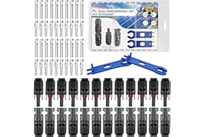 Solarstecker Satz,Gruiqrd PV Solar Stecker Männlich/Weiblich Steckers Solaranlage Solarpanel Kabelstecker,IP67 Solar Verbinder Photovoltaik Steckverbinder für 2.5/4/6 mm² (12 Paar)