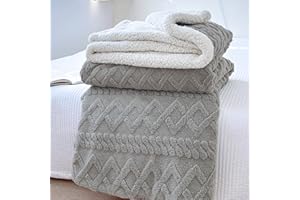 HOMEYA Manta Borreguillo Doble Cara Franela/Sherpa 130x160 cm - Manta Sofa/Cama, 100% Poliester, Caliente Invierno Suave, Gris
