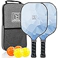 Pickleball Paddles Set of 2, 2024 USAPA Approved, Carbon Fiber Surface (CHS), Polypropylene Honeycomb Core, Anti-Slip Sweat-Absorbing Grip, 4 Pickleball, Portable Carry Bag