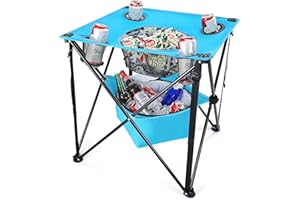 G4Free Canvas Camping Tables Ultralight Folding Camping Table Portable Compact Roll Up Camp Tables with Carrying Bag for Outdoor Camping Hiking Picnic