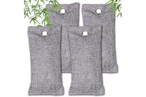 wyewye Bamboo Charcoal Air Purifying Bags, 4x75g, Odour Eliminator, Fridge Fresheners, Fridge Deodoriser, Small Pouches for Nooks, 75g Pack of 4