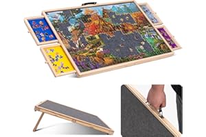 Lavievert 1000 Pieces Rotating Jigsaw Puzzle Board with 4 Sorting Drawers, Tilting Jigsaw Table with Cover, Wooden Puzzle Plateau Board with Non-Slip Tabletop for Adults