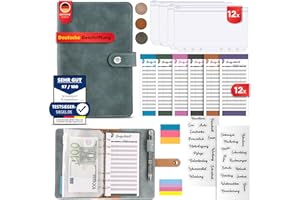 SCHANSLI Budget Planner Deutsch - Budget Binder A6 Geldplaner Mappe Ideal für Geld Sparen und Challenge als Sparbuch mit Folien - Cash Stuffing Deutsch. Buget Planer (Hell Blau)