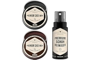 · URBAN FOREST · PREMIUM PRODUCTS 3ème Set d'entretien pour chaussures Crème à chaussures noire + cire à chaussures marron + nettoyant pour chaussures comme set d'entretien et de nettoyage pour cuir et simili cuir | URBAN FOREST