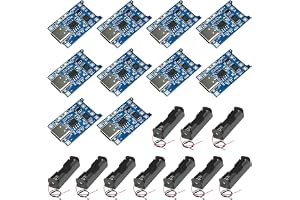 Diymore 10 st TP4056 typ-C USB 5V 1A 18650 litiumbatteriladdningsmodul, 3,7 V 18650 batterihållare hölje med kabeltrådar, dubbel skyddsfunktion