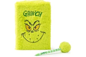 The Grinch Set di cancelleria | Grinch Character Face Graphic Print Notebook & Pen Kit in verde | Cancelleria da scrivania unisex con penna a sfera e blocco note per adulti, adolescenti e bambini |