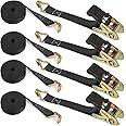 CQWLKEJ 4 x 800 KG Ratchet Straps with Double Hooks, 6M x 25mm Heavy Duty Ratchet Strap Tensioning Belts Adjustable Cam Buckles Strap Lashing Straps for Motorcycles, Car, Trailer, Household