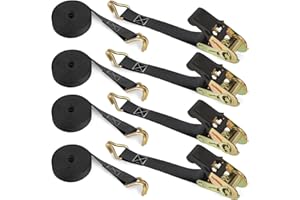 CQWLKEJ 4 x 800 KG Ratchet Straps with Double Hooks, 6M x 25mm Heavy Duty Ratchet Strap Tensioning Belts Adjustable Cam Buckles Strap Lashing Straps for Motorcycles, Car, Trailer, Household