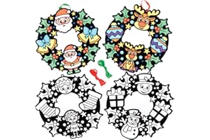 Baker Ross FE940 Guirlandas de Navidad para Colorear - Paquete de 8, Haz tus Propias Guirlandas, Proyecto Ideal de Manualidades Navideñas, Manualidades Navideñas para Niños