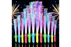FORHOME 12 PCS Bacchetta in Fibra Ottica a LED,Luminosa Bacchette Fibra LED,Bastoni luminosi accessori per feste,3 modalità di colore lampeggiant,multicolore,per bambini,Natale, feste,concerti,matrimoni