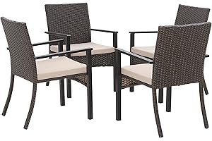 MFSTUDIO Garden Dining Chairs 4,Outdoor Rattan Wicker Chairs with Removable Cushion for Patio, Garden, Porch, Balcony
