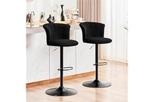 ‎STOOLINK STOOLINK Barhocker 2er Set Höhenverstellbar Barstuhl Seidensamtstoff, Tresenhocker 360° Drehbar, Barhocker Mehrzweck mit Lehne für Küche, Esszimmer, Einfacher Aufbau-Schwarz