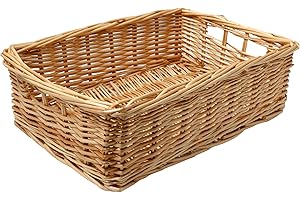 Arthur Cameron - Rectangular Shallow Wicker Storage Tray - Hand-woven by skilled artisans in Northern China, an organiser basket is the perfect home storage solution (Natural, Small)