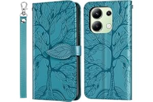 Rostsant Funda para Xiaomi Redmi Note 13 4G Árbol en Relieve Carcasa de Cuero PU Xiaomi Redmi Note 13 4G Cartera Magnético Funda Teléfono Billetera para Xiaomi Redmi Note 13 4G Azul