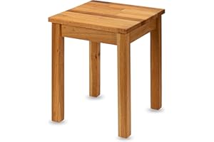 ‎STABOOS Staboos Eiche Sitzhocker Holz - Massiv Holzhocker bis 150 kg - Kerneiche Holz Hocker ohne Eingriff - als Nachttisch nutzbar - 35x35x45cm