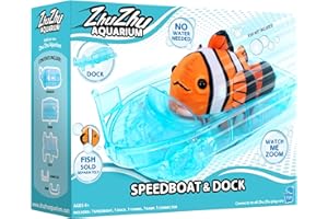 John Adams Zhu Zhu Pets | Zhu Zhu Aquarium Speedboat and Dock Playset | Electronic Pets | Ages 4+, Blue