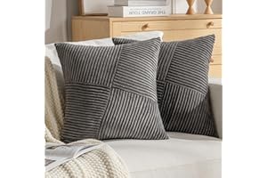 DecorMommt Funda Cojines 40x40 Gris Oscuro Fundas Cojines Súper Suaves Pana Fundas de Cojines Elegante 2 Piezas Decorativos Funda Cojin por Sala de Estar Dormitorio Sofá Cama Decoración