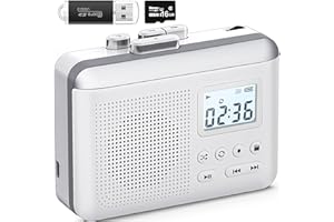 Gracioso Portable Cassette Player Recorder Converter,Cassette to MP3 via SD Card,Walkman Cassette Tape Player with 1000mah Rechargeable Battery,Built-in Microphone&Speaker,Headphone Jack,16GB SD Card