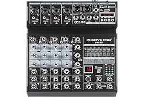 Professional DJ Audio Mixer, Phenyx Pro Sound Mixer, 6-Channel Sound Board Mixer Audio w/Bluetooth & USB Audio Interface, Stereo Equalizer, 16 DSP Effects, 3-Band EQ, For Studio & Stage (PRX-600)