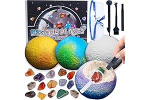 Dazhtu Kit de Excavación de Gemas, Piedras y Cristales Naturales, Kit de excavación de Piedras Preciosas, Geología, Ciencia y Juego, Sistema Solar, Planetas, Cavando la Luna Regalo para Niños y Niñas