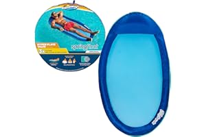 SwimWays Spring Float Inflatable Pool Lounger with Hyper-Flate Valve, Blue