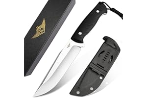 KOMWERO Outdoor Messer Feststehende mit Kydex Scheide, Scharfe Jagdmesser Gürtelmesser mit D2 Stahl Klinge, G10 Griff - Full Tang Messer Überlebensmesser für Mann Jagd Bushcraft Geschenk