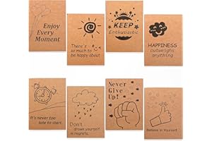 feela Notizbuch A6, 8 kleines Kraft Notizbuch, 8 Designs niedliche Mini Kraftpapier Notizbücher, 80 Seiten, 14,7x10,4cm, Mini Notizheft liniert, Notizblock Set für Büro und Schule